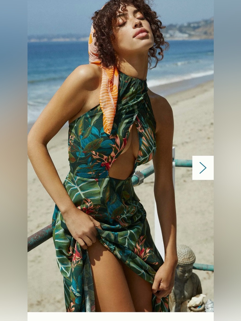 FARM Rio Tropical Print Maxi Dress with Green Leaves